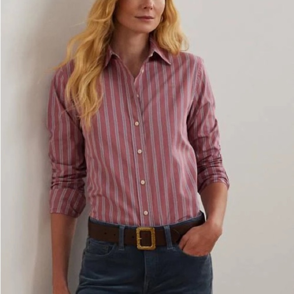 NWT Ralph Lauren Classic Fit Pink Striped Shirt size Large